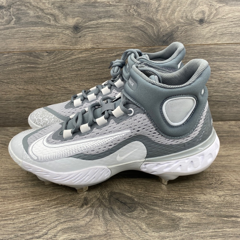 Nike Alpha Huarache Elite 4 Mid Baseball Cleats Mens 8 Grey White DJ6520-012